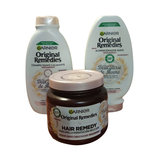 Pack Avena Original Remedies Shampoo Acondicionador Crema Tratamiento