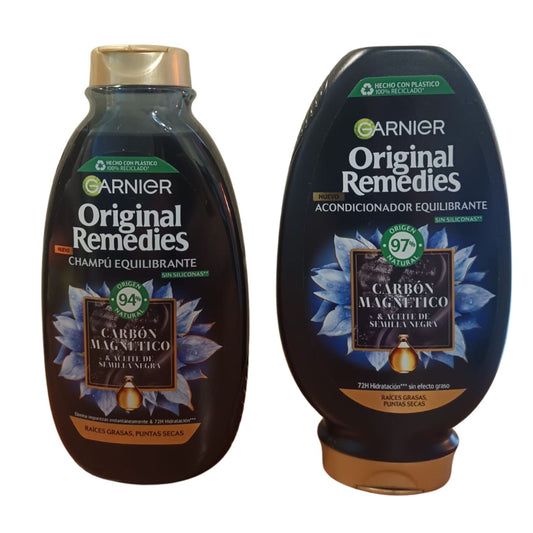 Pack Carbón Magnético Original Remedies Shampoo y Acondicionador