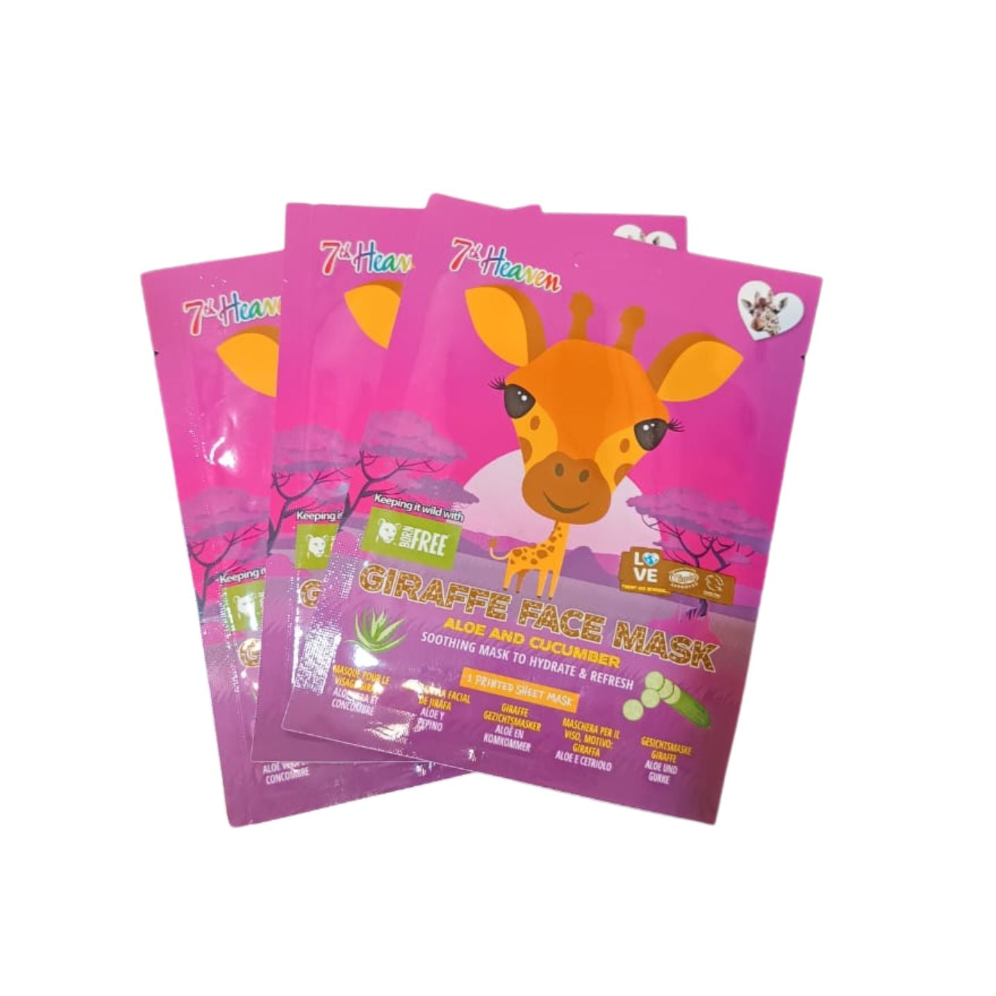 Pack Mascarilla facial Aloe y Pepino Diseño Jirafa 7th heaven